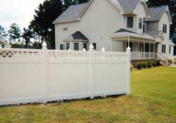 White fencing wth lattice